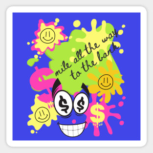 Money Colorful smiling faces  - Yellow Green Pink Magnet